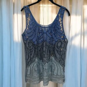 NEW Nick & Mo Blue and Silver Embroidered Tank Fairycore Whimsical Summer Size S